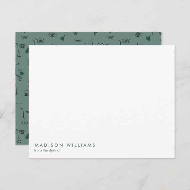 Monogram Trendy Modern  Note  Card (Front/Back)