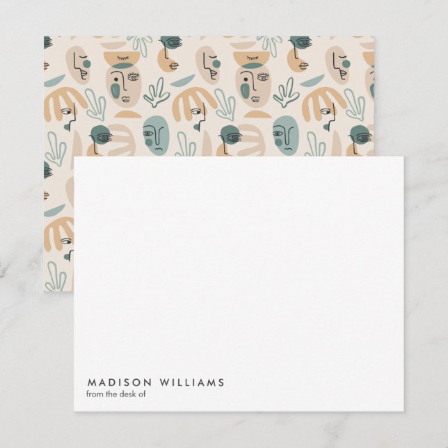 Monogram Trendy Modern  Note  Card (Front/Back)
