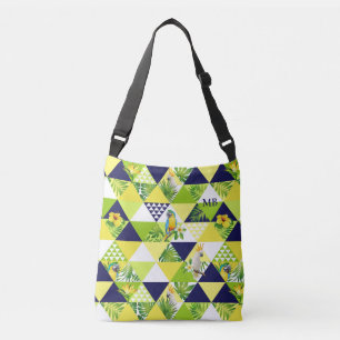 Monogram Trendy Tropical Cockatoo Parrot Floral Crossbody Bag