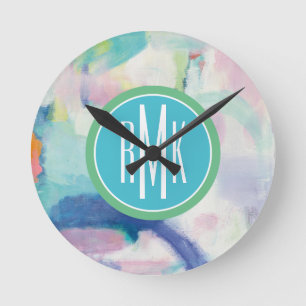 Monogram   Trial and Airy Bright Round Clock