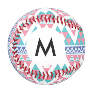 Monogram Tribal aztec colourful pattern Baseball