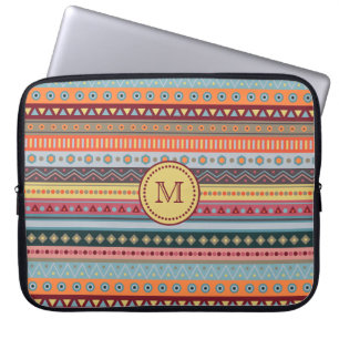 Monogram Tribal Colorful Neoprene Laptop Sleeve