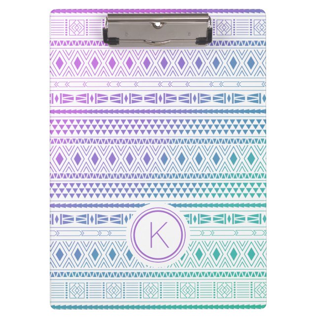 Monogram  Tribal Pattern Clipboard (Front)