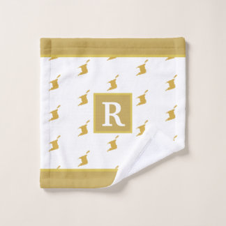 Monogram Trinidad Map Faux Gold on WHITE Bath Towel Set