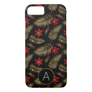 Monogram Tropical Black and Gold Foil Leaves iPhone 8/7 Case