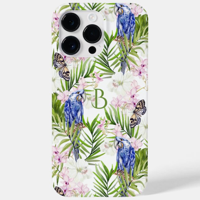 Monogram Tropical Floral Modern Girly Nature Case-Mate iPhone Case (Back)