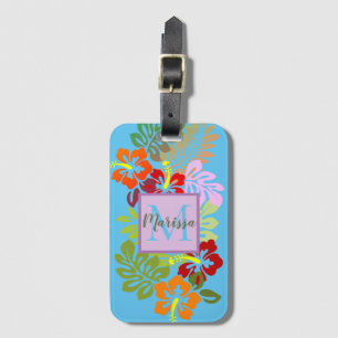 Monogram Tropical Hibiscus Flower  Luggage Tag