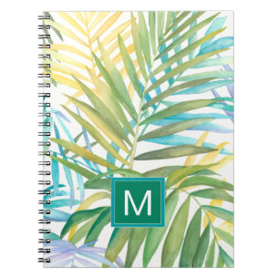 Monogram   Tropical Palm Leaves Notebook