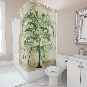 Monogram Tropical  Palm Tree Vintage Elegant Shower Curtain