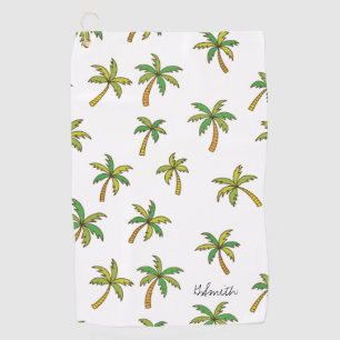 Monogram Tropical Palm Trees Pattern Golf Towel