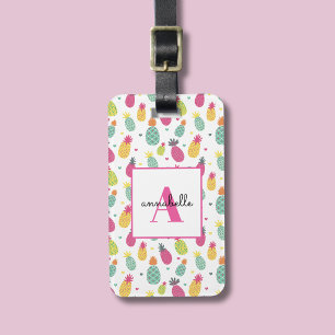 Monogram Tropical Pineapple Personalised Pattern Luggage Tag