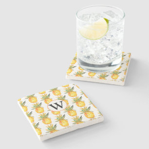 Monogram Tropical Pineapple Stone Coaster