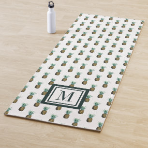 Monogram   Tropical Pineapple Watercolor Yoga Mat