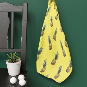 Monogram Tropical Pineapple Yellow Golf Towel