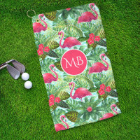 Monogram Tropical Pink Flamingo Floral Girly