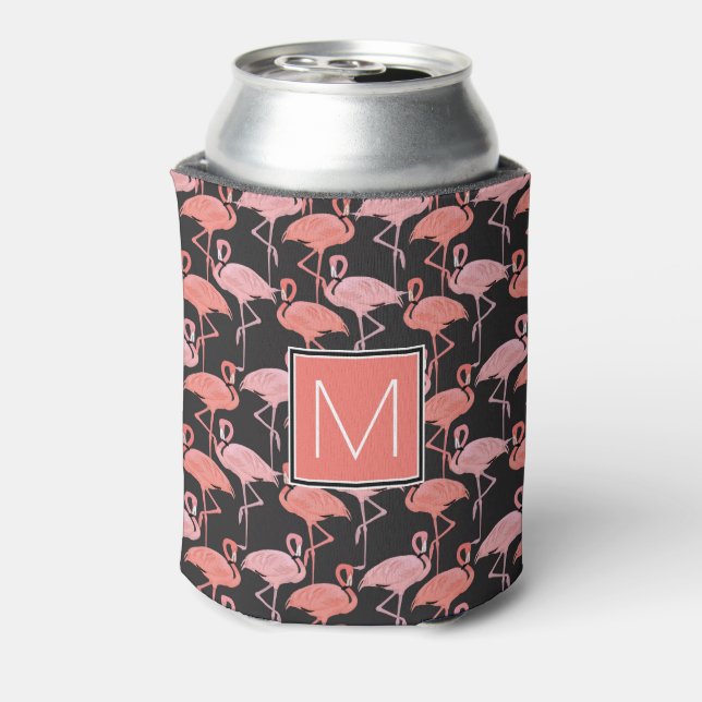 Monogram | Tropical Pink Flamingoes Can Cooler (Can Back)