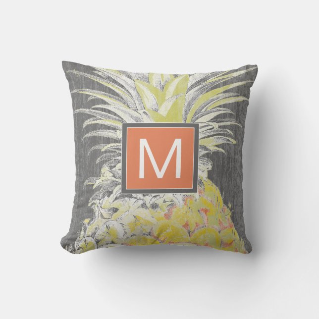 Monogram | Tropical Yellow Pinneapple Cushion (Front)