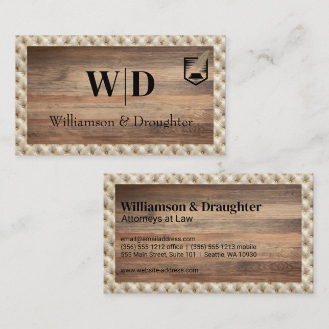 Monogram | Tufted Textile | Wood Business Card (Front/Back)