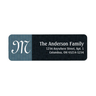 Monogram Turquoise & Black D1 Return Address Label