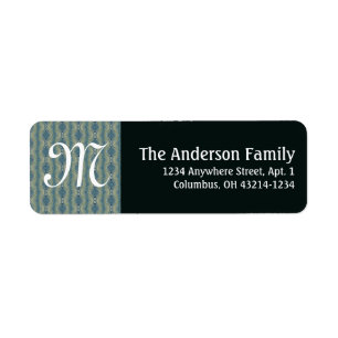 Monogram Turquoise & Black D2 Return Address Label