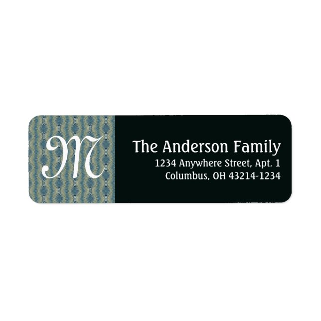 Monogram Turquoise & Black D2 Return Address Label (Front)