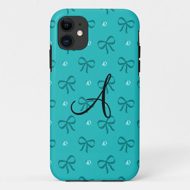Monogram turquoise diamonds and bows Case-Mate iPhone case (Back)