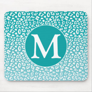 Monogram Turquoise Leopard Print Mouse Mat