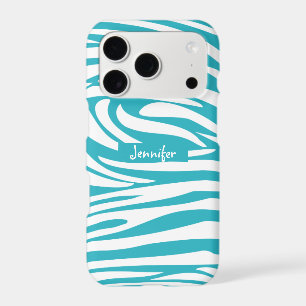 Monogram Turquoise Striped Zebra Pattern Trendy