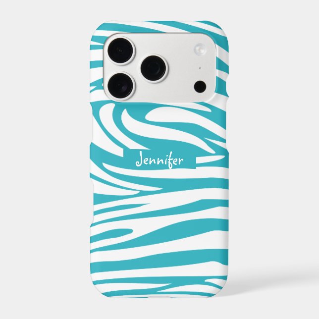 Monogram Turquoise Striped Zebra Pattern Trendy (Back)