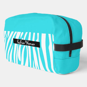 Monogram Turquoise Striped Zebra Pattern Trendy Dopp Kit