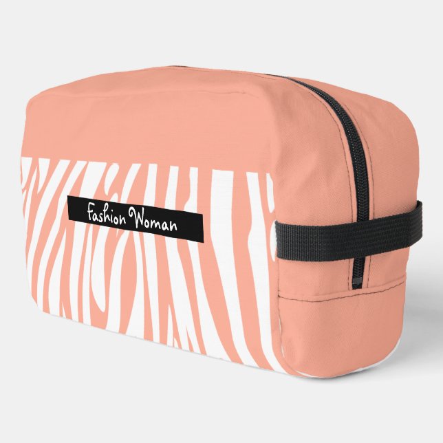 Monogram Turquoise Striped Zebra Pattern Trendy Dopp Kit (Left Corner)