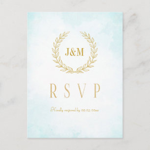 Monogram Turquoise Wedding Meal Choice RSVP Postcard