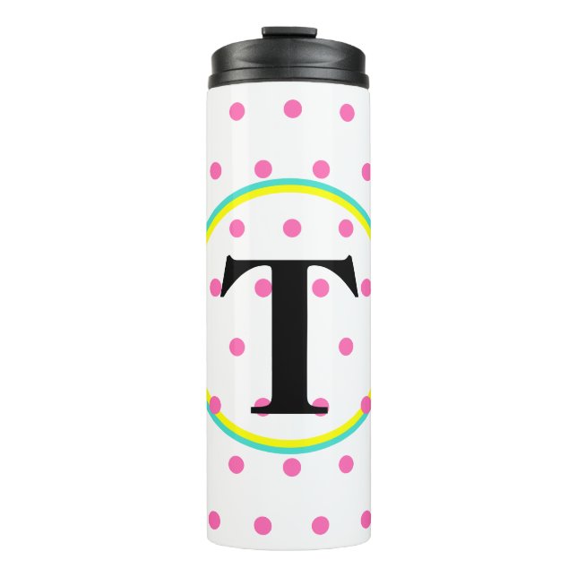 Monogram Turquoise Yellow Pink Thermal Tumbler (Front)