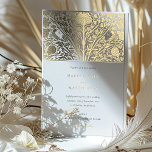 Monogram Twin Birds Victorian Wedding<br><div class="desc">This charming wedding invitation is a testament to romantic elegance with its dual bird design, representing the unity of the bride and groom. Set against a sophisticated Victorian-inspired floral backdrop, the invitation features a pair of birds delicately perched within a tapestry of gold, champagne, and alabaster hues. The luxurious colour...</div>