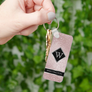 Monogram Twinkle Glitter - Rose Gold Key Ring