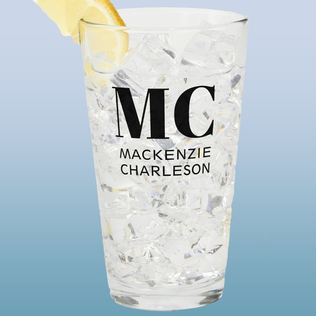 Monogram Two Initials Name Personalised Glass (Two initials monogram name personalized glass tumbler)