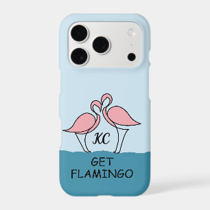 Monogram Two Pink Flamingos on the Water Quote