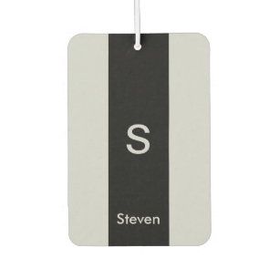 Monogram Two Tone Modern Black and Grey Car Air Freshener