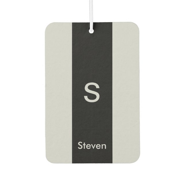 Monogram Two Tone Modern Black and Grey Car Air Freshener (Front)