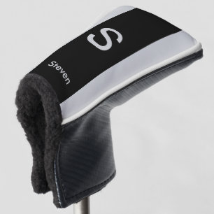 Monogram Two Tone Modern Black and Grey Golf Head Cover