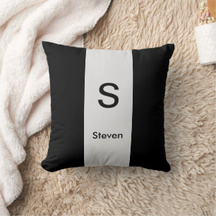 Monogram Two Tone Modern Black and Light Grey Cushion