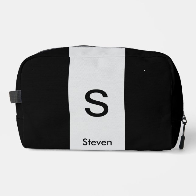 Monogram Two Tone Modern Black and Light Grey Dopp Kit (Front)