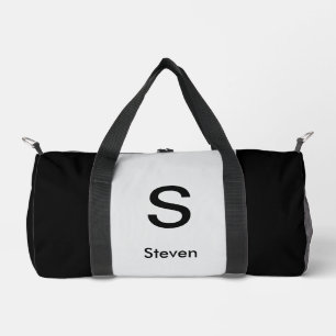 Monogram Two Tone Modern Black and Light Grey Duffle Bag