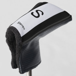 Monogram Two Tone Modern Black and Light Grey Golf Head Cover