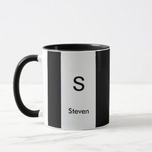 Monogram Two Tone Modern Black and Light Grey Mug