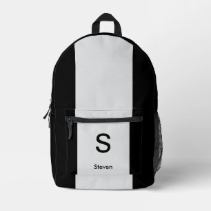 Monogram Two Tone Modern Black and Light Grey Printed Backpack