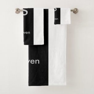 Monogram Two Tone Modern Black and White Bath Towel Set