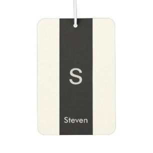 Monogram Two Tone Modern Black and White Car Air Freshener