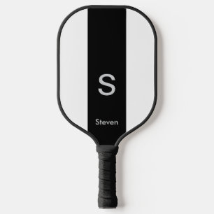 Monogram Two Tone Modern Black and White Pickleball Paddle