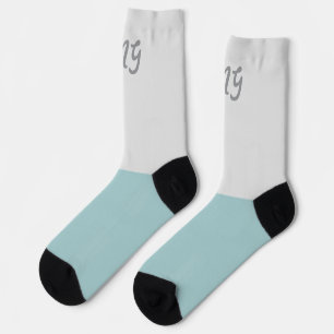 Monogram two tones colour block Blue background Socks